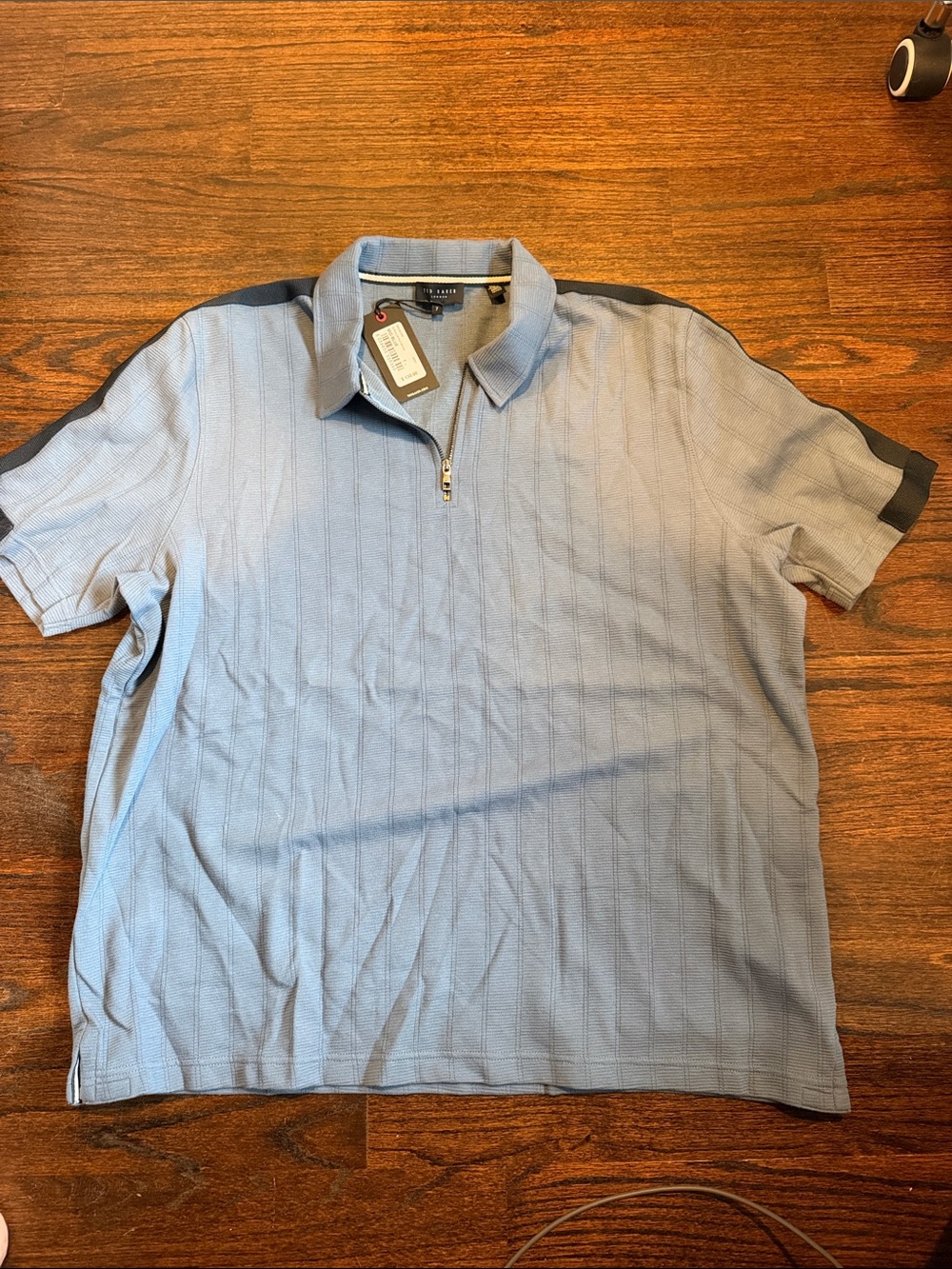 NwT Ted Baker shirt 
Light Blue Short-Sleeve Zip Polo Shirt
